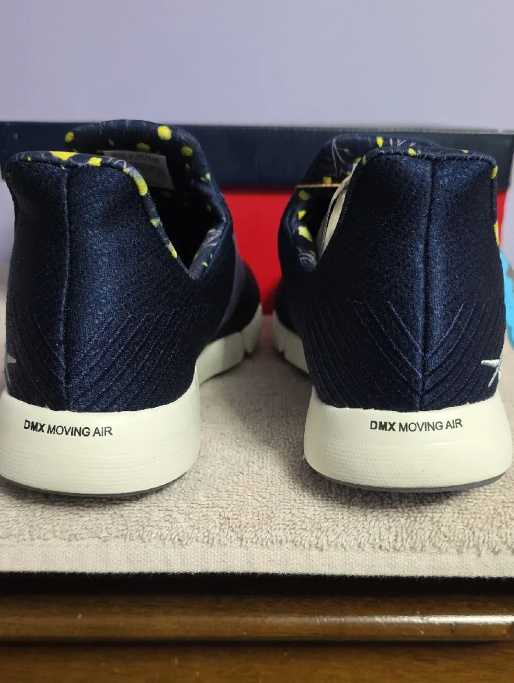Reebok Women’s DailyFit DMX Slip-On Sneakers - Navy with Yellow Accent